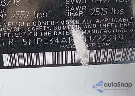 2018 Hyundai Sonata Sport+ z USA, uszkodzony, nr VIN 5NPE34AF5JH722348